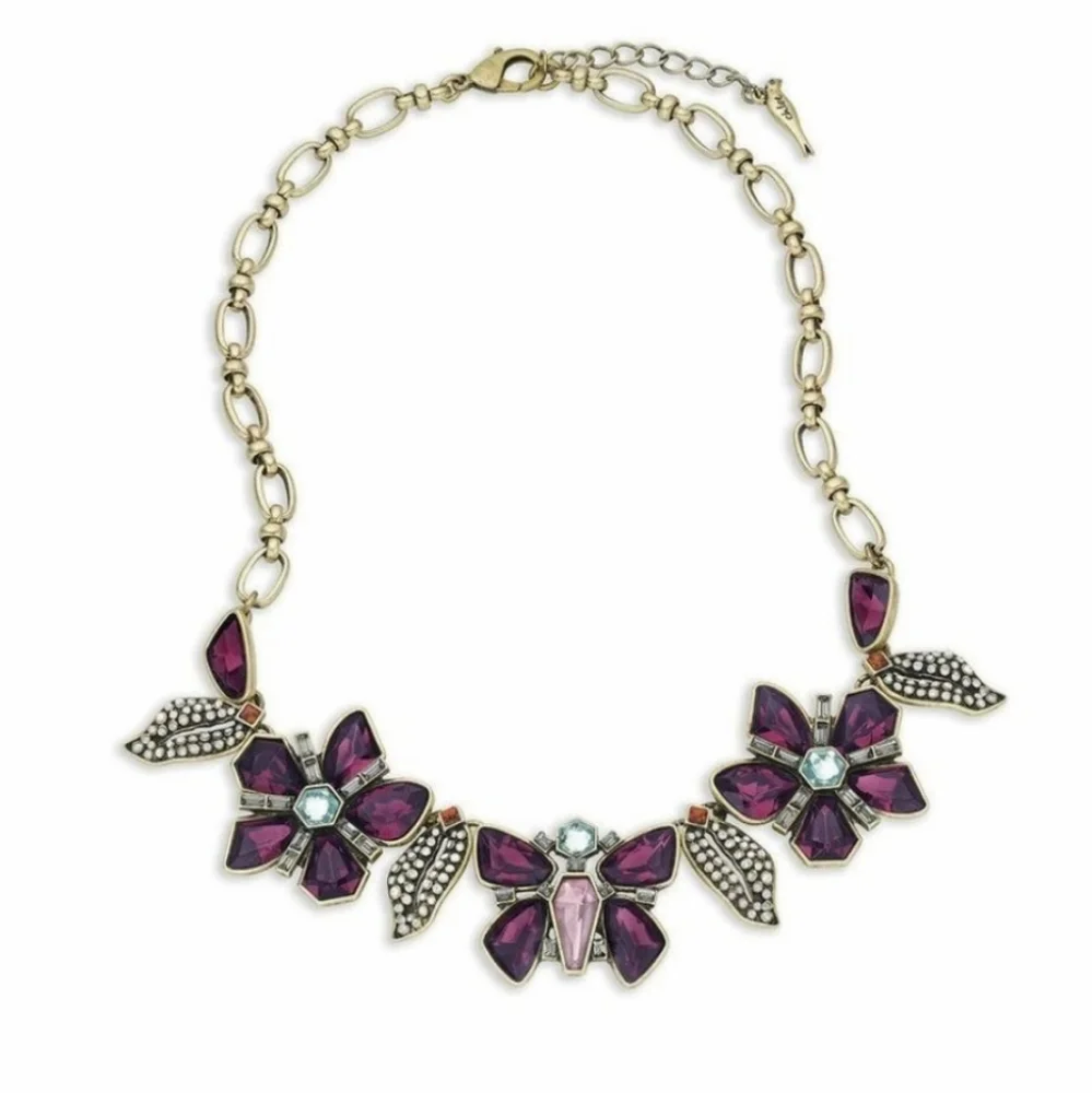 Chloe and Isable Purple Butterfly statement necklace - Picture 1 of 2